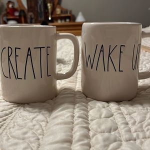 Rae Dunn mugs Set of 2 “Create” & “Wake Up”